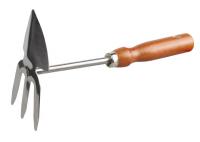 Мотыжка садовая Grinda, сердцевидное лезвие - 3 зубца, нержавеющая сталь, деревянная ручка, 250 мм