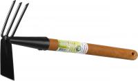 Мотыга-рыхлитель "PROLine", лопатка+3 зуба с деревянной ручкой, Grinda 421517, 113х100х575 мм